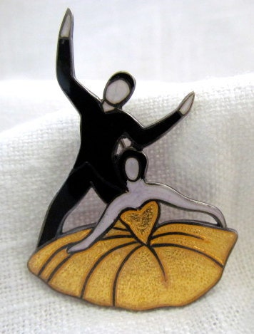Vintage Margot de Taxco Enamel and Sterling Dancer's Pin