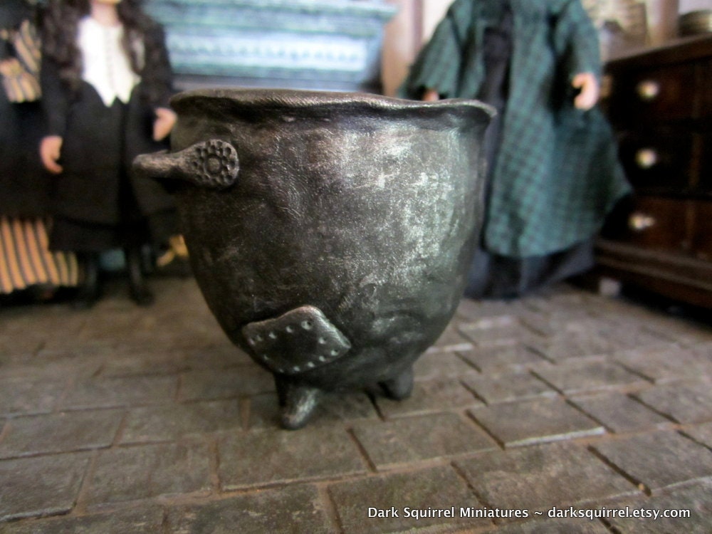 Battered Cauldron ooak dollhouse miniature in 1/12 scale