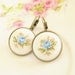 Blue Rose Earrings - Vintage Porcelain Rose Flower Antique Brass Lever Back Drop Dangles - Blue Romantic Wedding, Bridal Bridesmaid Earrings
