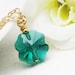 Green Swarovski Crystal Shamrock Or Four Leaf Clover Necklace in  Gold