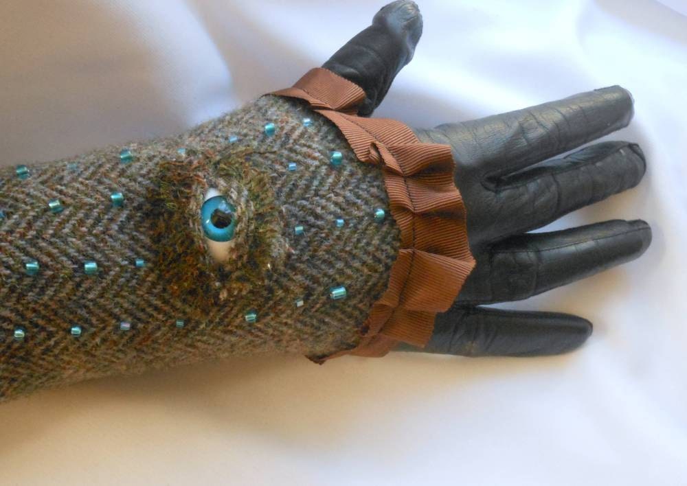 Blue Eyed Wool Wrist Cuff is Watching You
