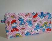 Free shipping - Zipper pencil case -The Smurfs - Japanese fabric