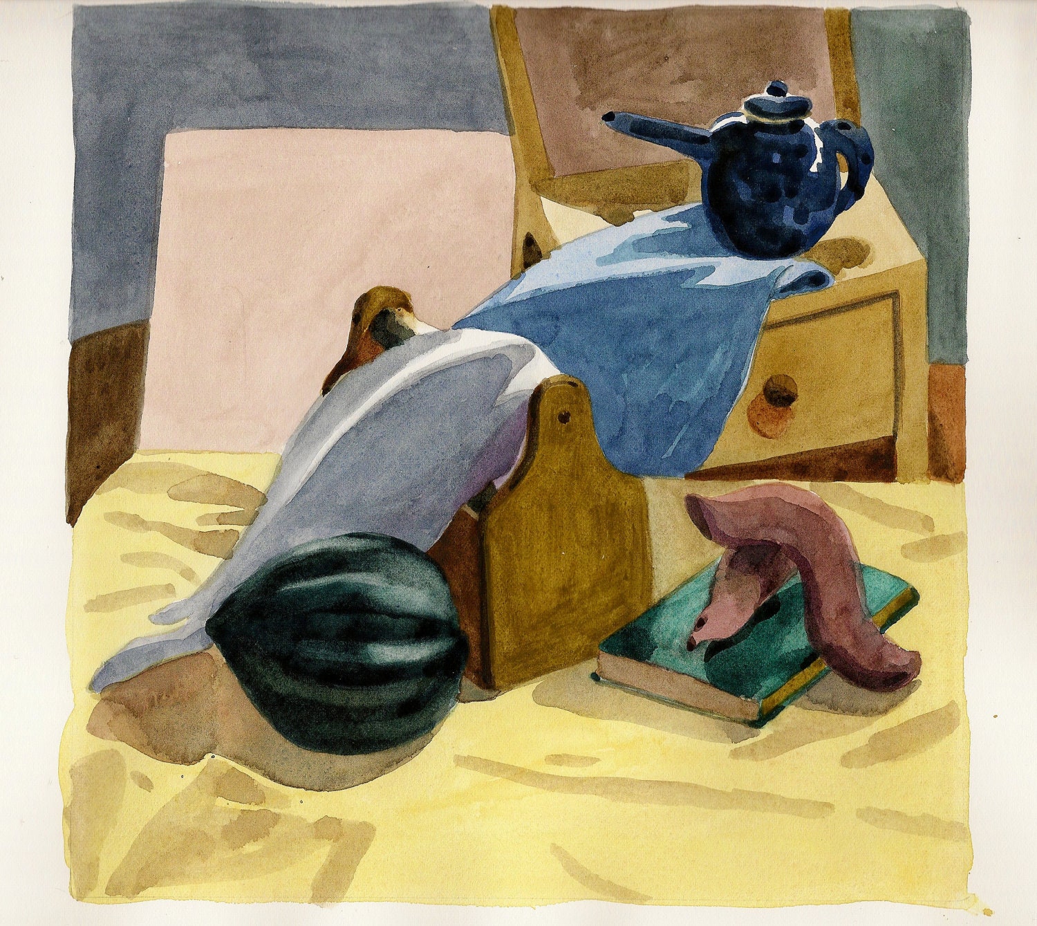 Still life with Lucy's teapot- Original watercolor painting