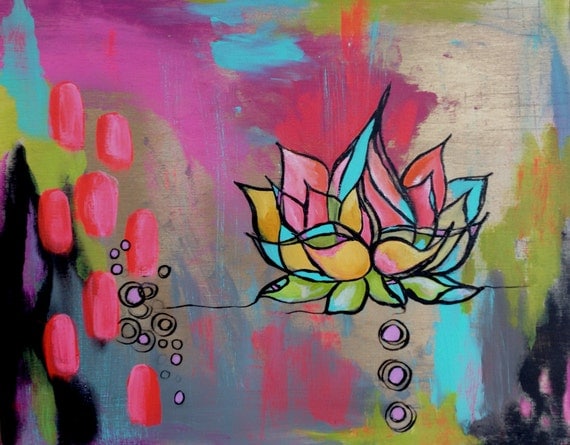 lotus no. 1... original mixed media art.
