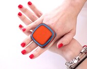 Statement Ring Glass - big bold oversize handmade cocktail ring  - SUMMER SPLASH - 2 inch
