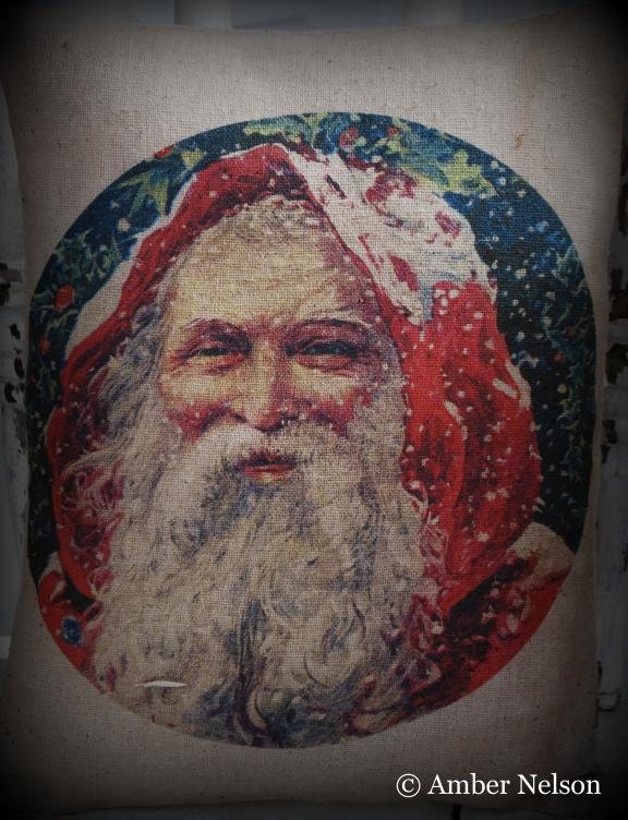 Christmas Winter Belsnickle German Santa Claus Smiling Christmas Cupboard Tuck Pillow