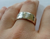 Hammered Silver Wedding Ring Band made to order in your size