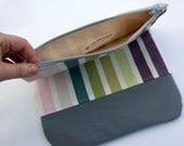 striped handbag clutch // mod stripe and grey // medium zipper bag // accessory pouch // the alpha clutch