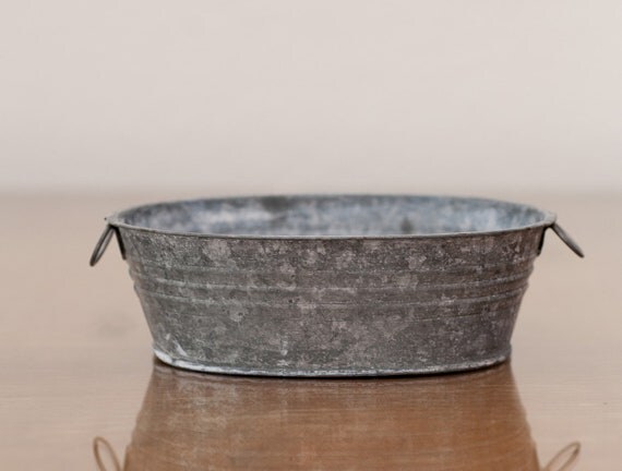 Vintage Tiny Oval Galvanized Metal Tub by rainydayswapmeet on Etsy
