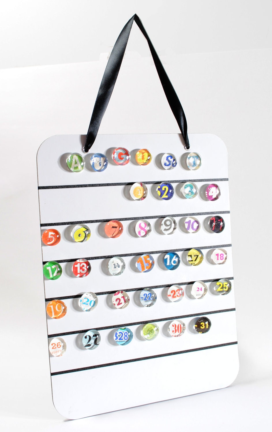 magnetic calendar, colorful dry erase and magnetic- made from recycled magazines, perpetual, 2013
