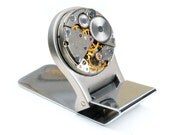 Steampunk Vintage Russian Watch Silver Hinged Fold Over Money Clip