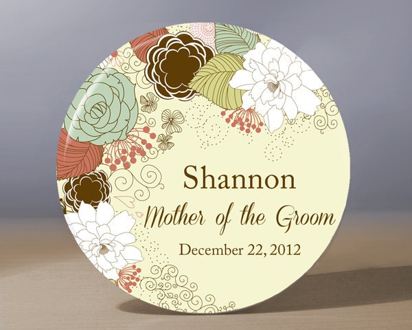 Personalized Pocket Mirror - Floral Mother of the Groom 3.5 inch Pocket Mirror with Gift Bag - Weddings - Mother of the Groom Gift