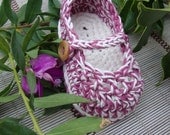 Baby booties little Mary Jane fig and ivory  size 3/6 months ready to ship with gift box