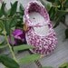 Baby booties little Mary Jane fig and ivory  size 3/6 months ready to ship with gift box