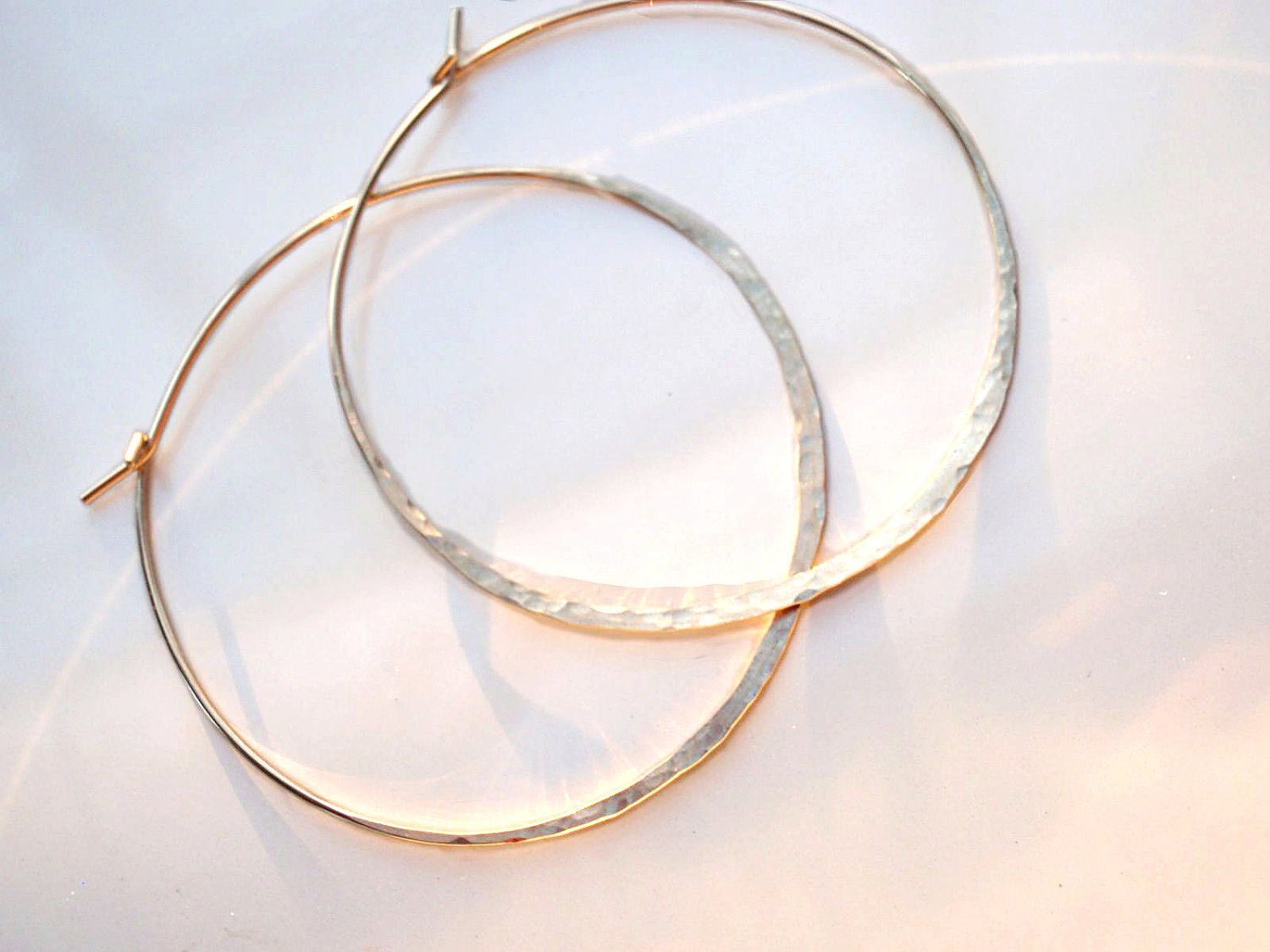 Huge Hoop Earrings on Gold Large Hoop Earrings Hammered Textured 18g By Gildedowljewelry