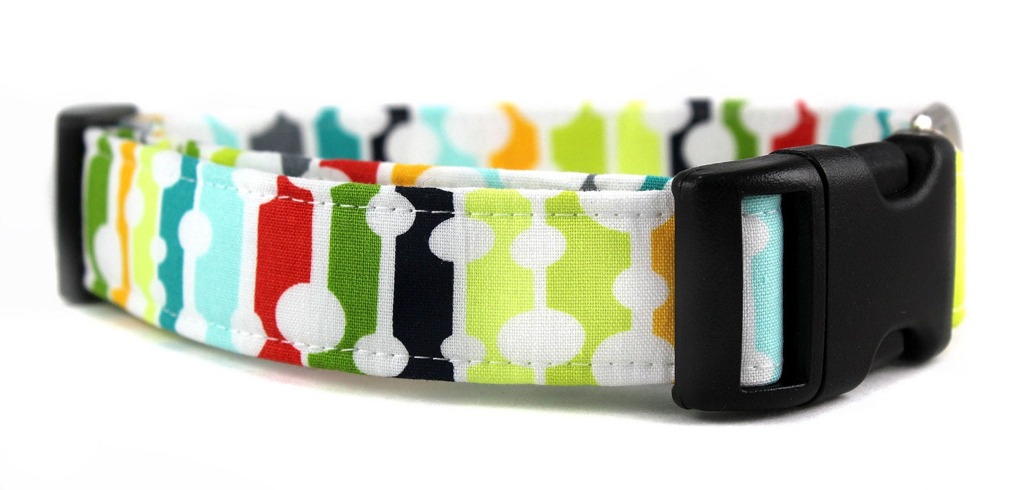 Striped Dog Collar - Waterfall - Made to Order in Your Choice of Size
