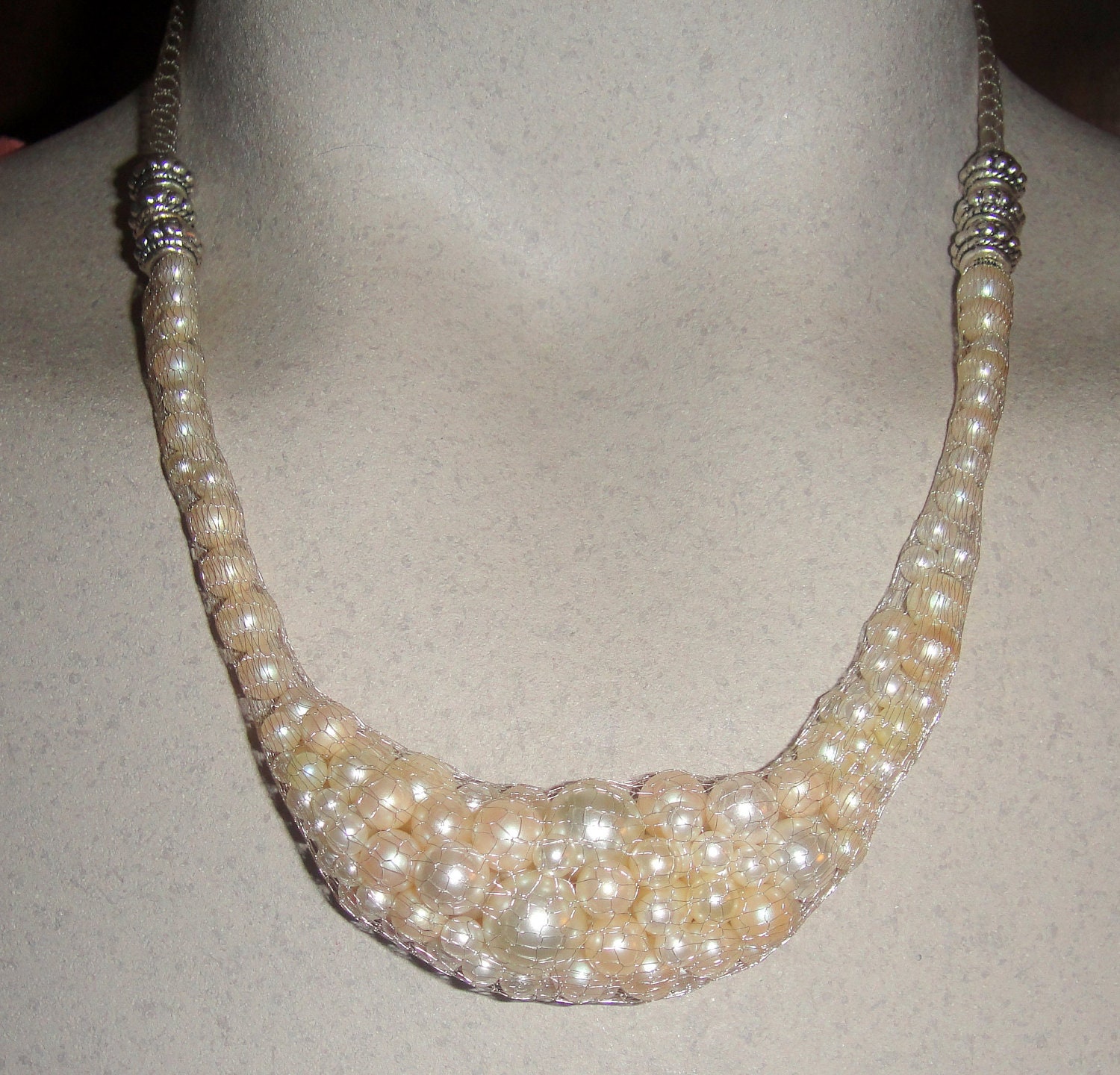 Pearls in a Mesh RIbbon