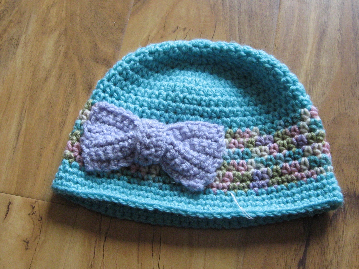 Baby Girl or Small Toddler Cloche with Bow Hat Cap Toboggan Crochet Crocheted Handmade Beanie