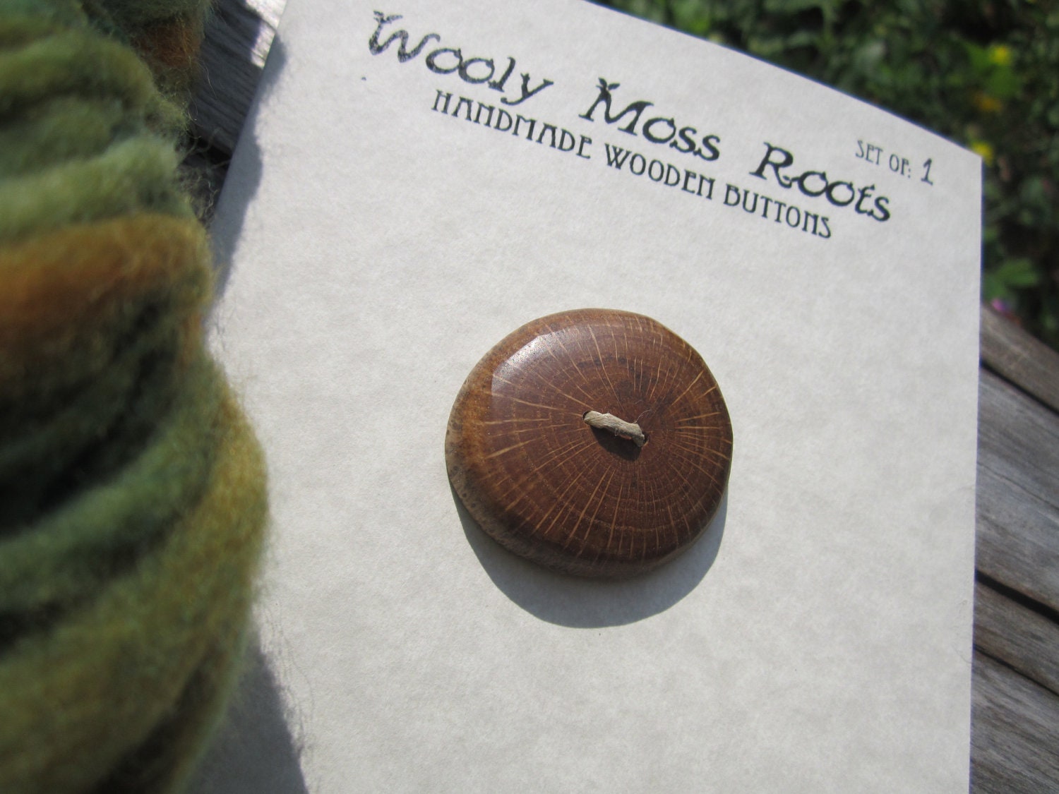 Oak Wood Button- Knitting, Sewing, Craft Buttons