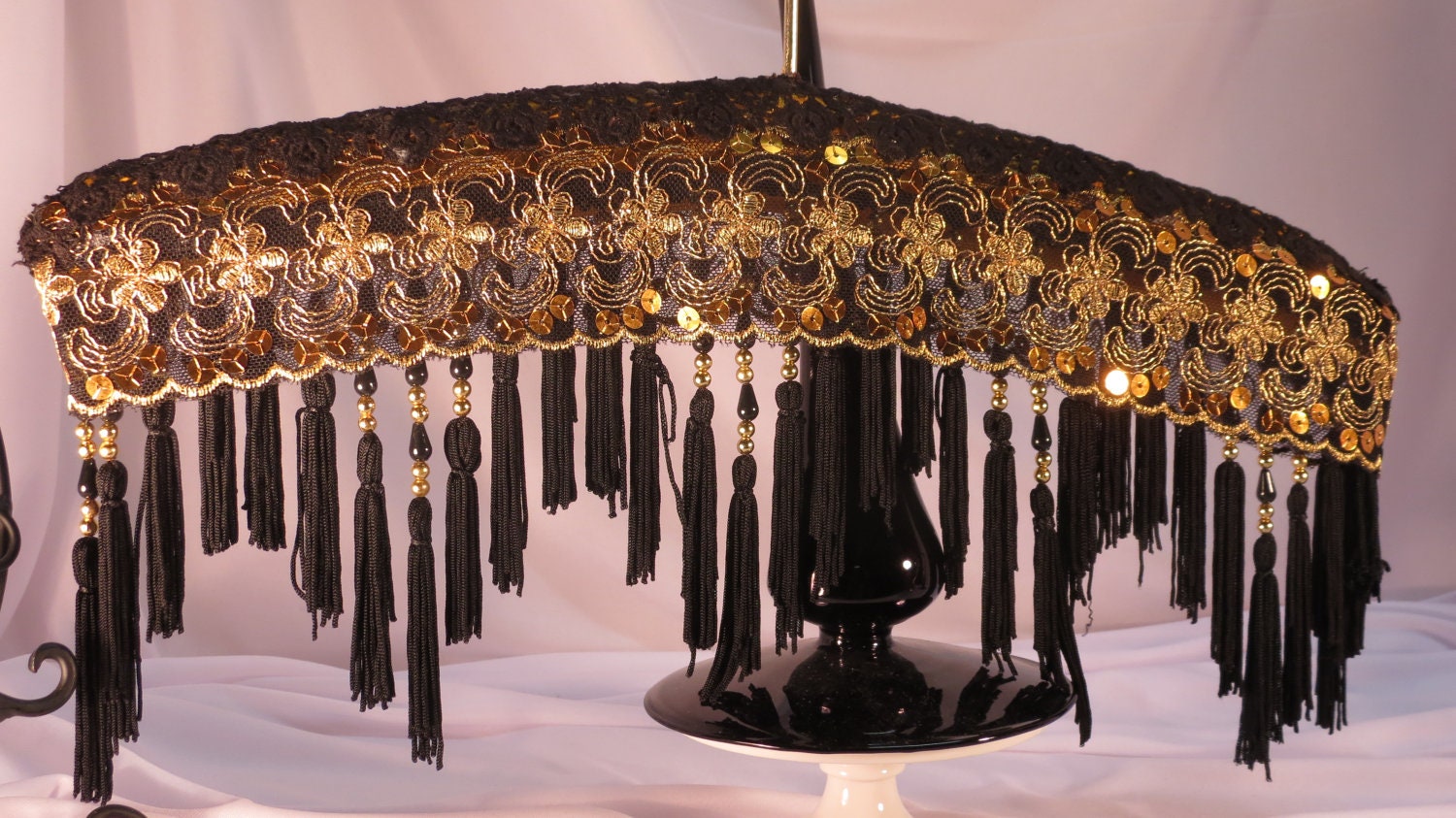 HANGER COUTURE - Glittery Vibrant Gold and Black - Padded Wedding Hanger - Gold on Gold and Black