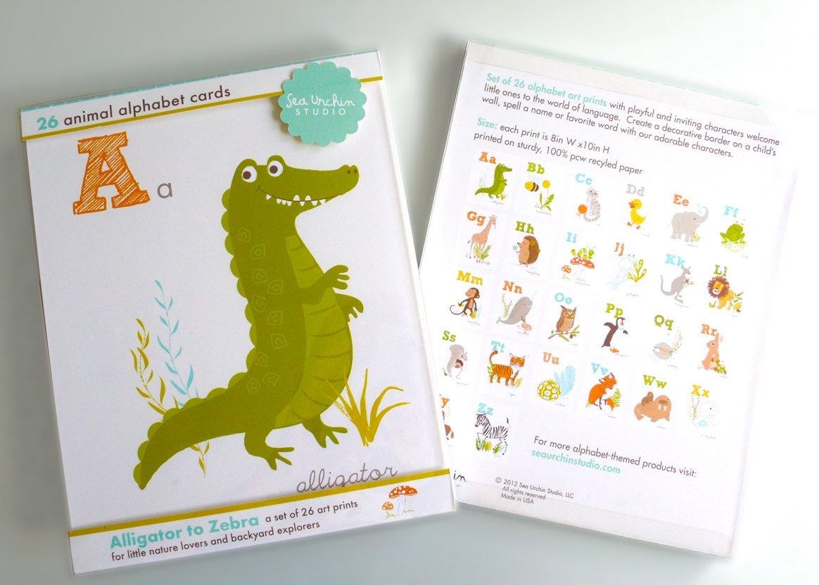 ALPHABET 26 CARD SET - Alligator to Zebra