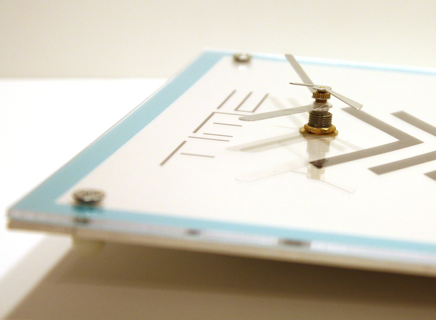 Modern Geometric Wall Clock : Blue Green Teal White and Black Back to School Clock