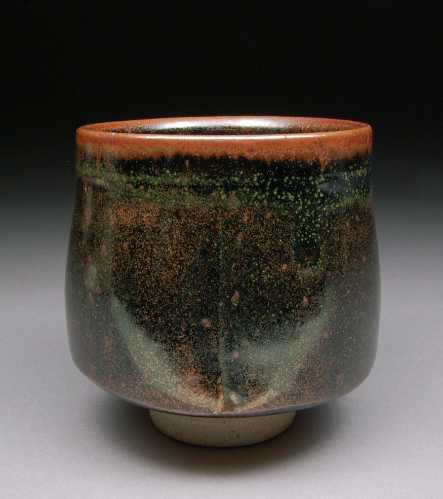 Larger Yunomi Tea Cup glazed with Teadust Tenmoku Mesmerizing glaze finish