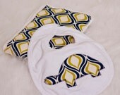 Baby Burp Cloth and Bib // Blue and Green Turtle Burp Cloth and Bib Set // Baby Shower Gift // Baby Boys Gift Set