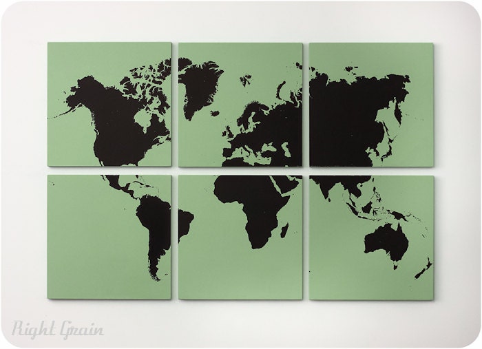 Modern World Map Painting - Large Wall Art Screen Print Made to Order