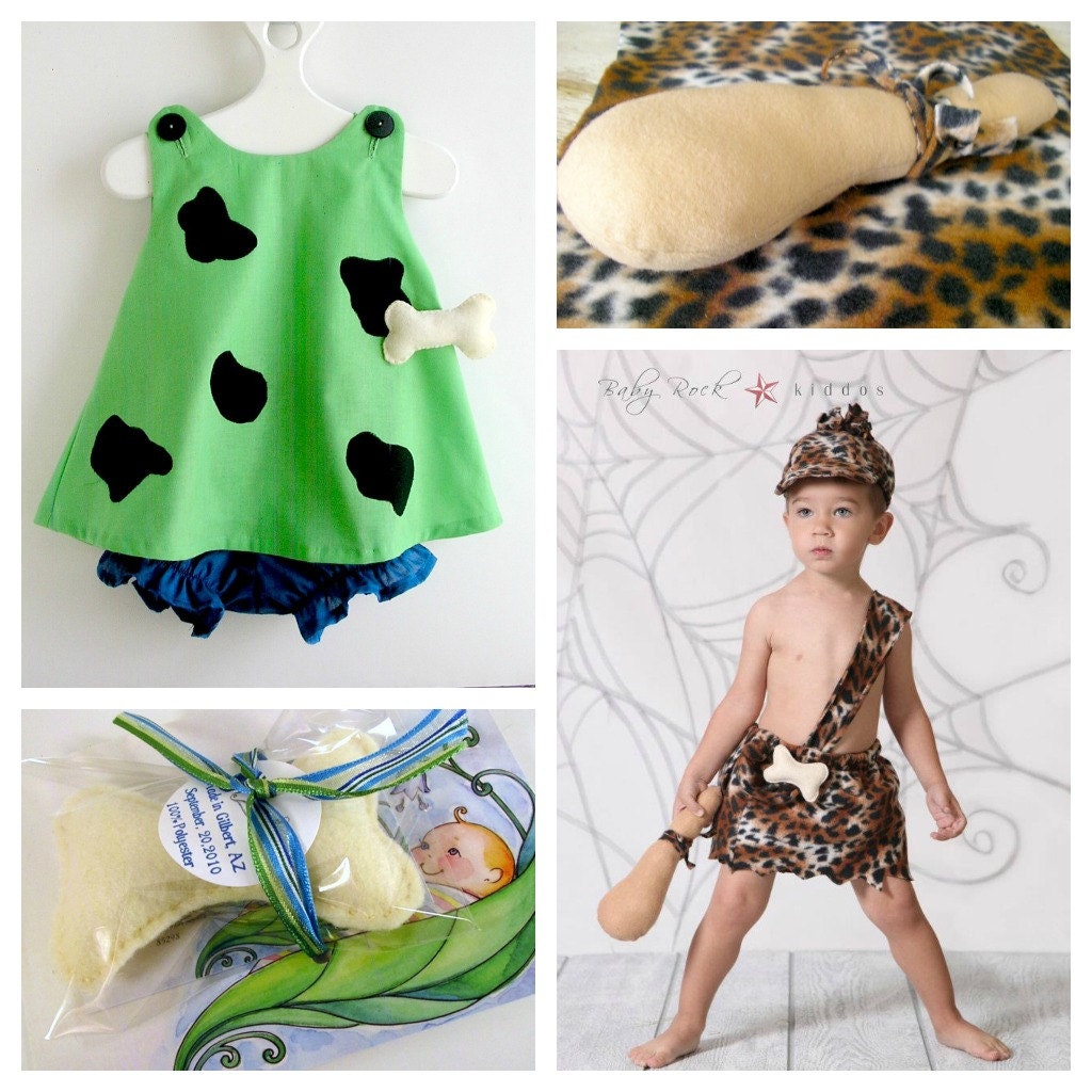 Complete Pebbles and Bamm Bamm Costume Set Includes Accessories