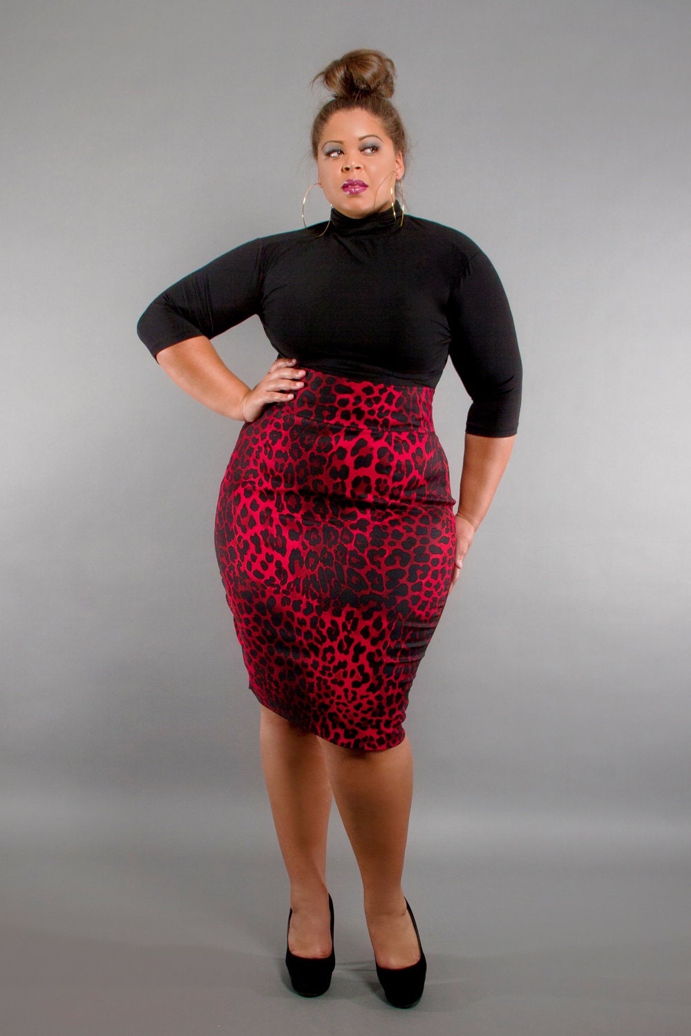 Jibri Plus Size High Waist Pencil Skirt Red Hot By Jibrionline 8890