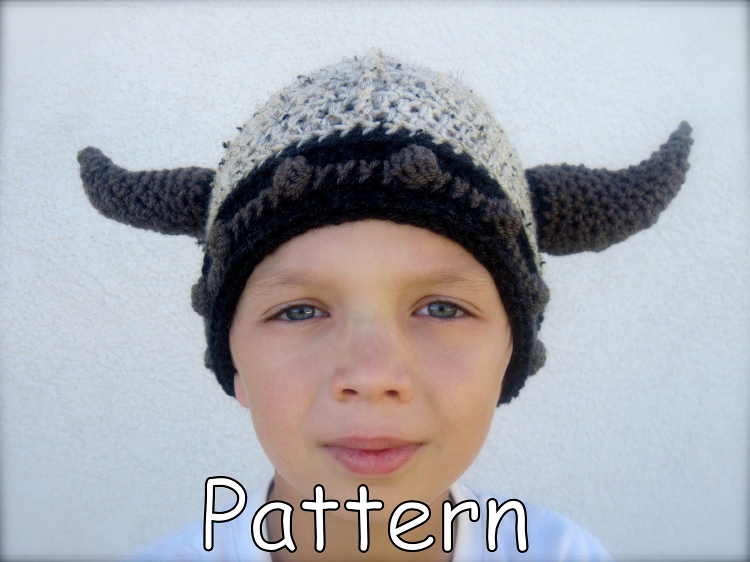 viking hat with horns - PATTERN ONLY - youth and adult size