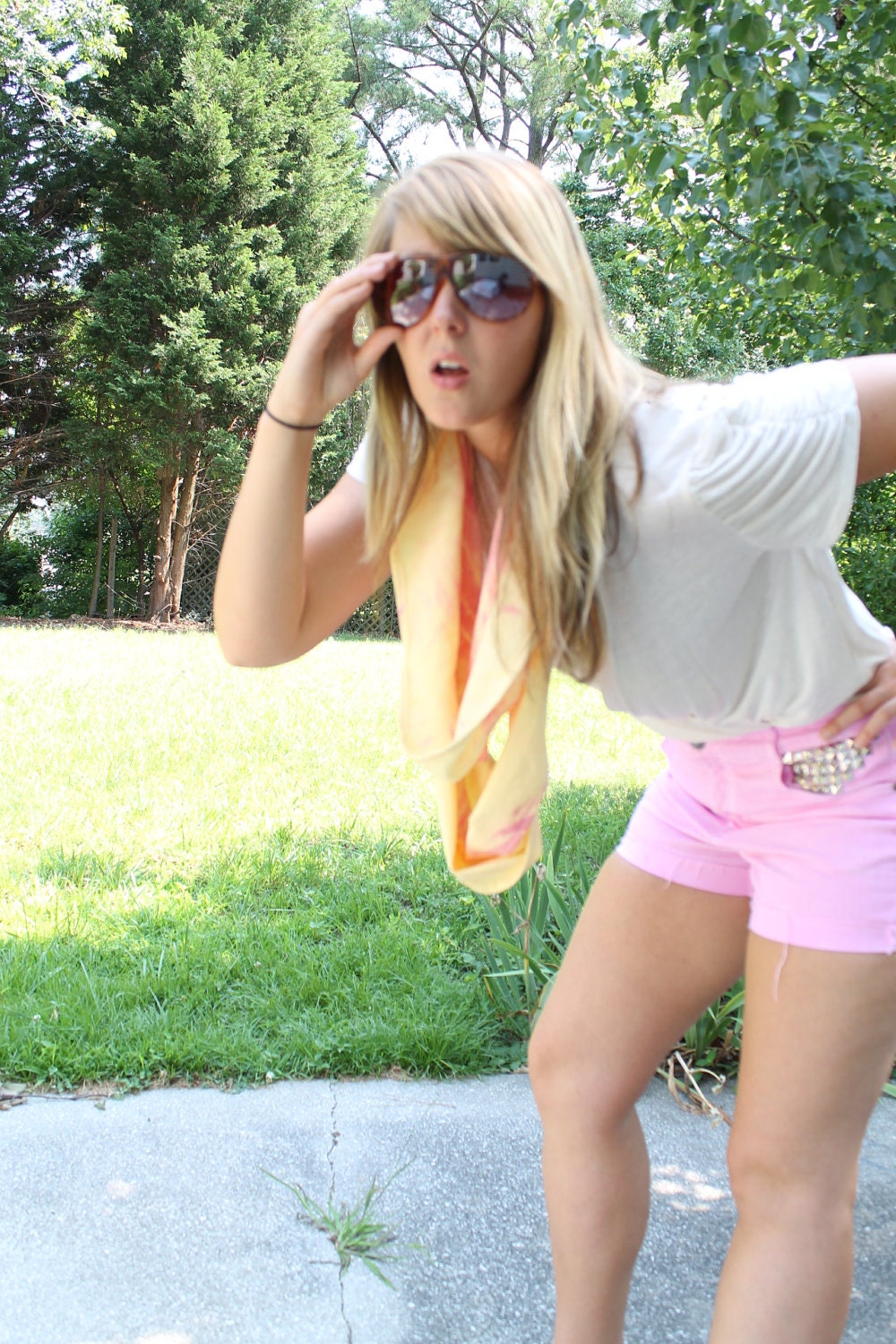 Studded denim shorts - pink