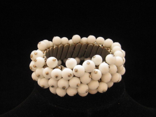 Vintage Japanese Cluster Bead Bracelet 1950s Expansion