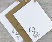 Dog Notecard Set - Letterpress Puppy Note Cards - Pets, Dark Grey, Gray, 10 pack (NLD01)