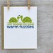 Retro Turtle Couple - Sending You Warm Fuzzies, Valentines Day - Single Letterpress Greeting (ED02)