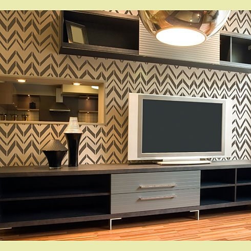 Retro Flame Stencil - Large scale - reusable stencil patterns for walls just like wallpaper - DIY decor