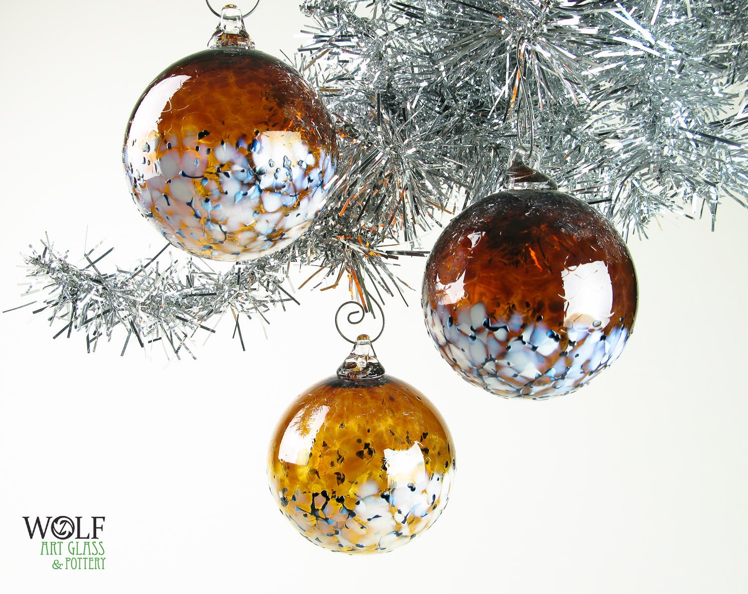 Glass Christmas Ornament Suncatcher Ball Rootbeer Amber Blossom Glass Bulb Ornament