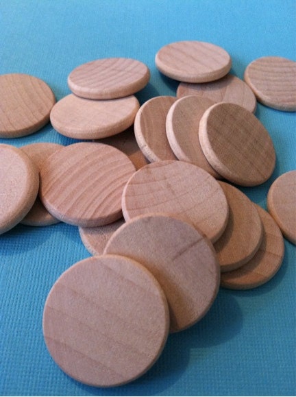Unfinished Wooden Circles 1 inch - Pack of 50 - Natural Wood for Craft Tags and Packaging