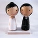 Kokeshi Peg Doll Semi Custom Wedding Cake or Cupcake Tower Topper with Stand