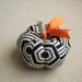 Black and White Geometric Fabric Pumpkin Pincushion