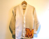 M Letter Cardigan Sweater - Vintage - JV