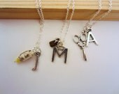 Rock/paper/scissors silver necklaces for best friends. Tigers eye rock, paper bead. Set of three. Bff jewelry. Friendship gifts.