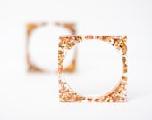 Resin Bangle Bracelet Yellow Pink Gold Flakes Square Shape Geometric Cuff OOAK gold glam minimalist jewelry rusteam