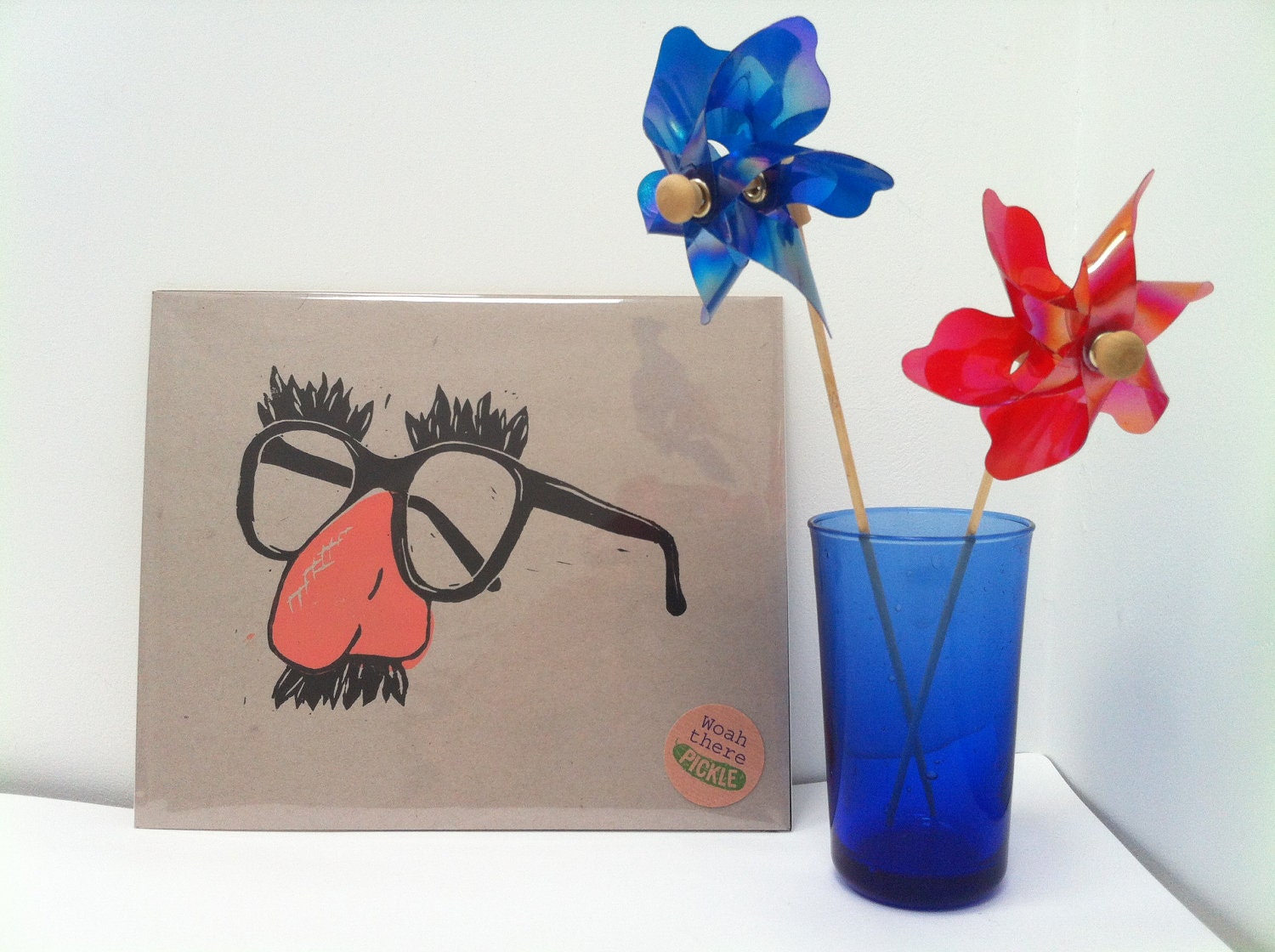 Funny nose and glasses lino print