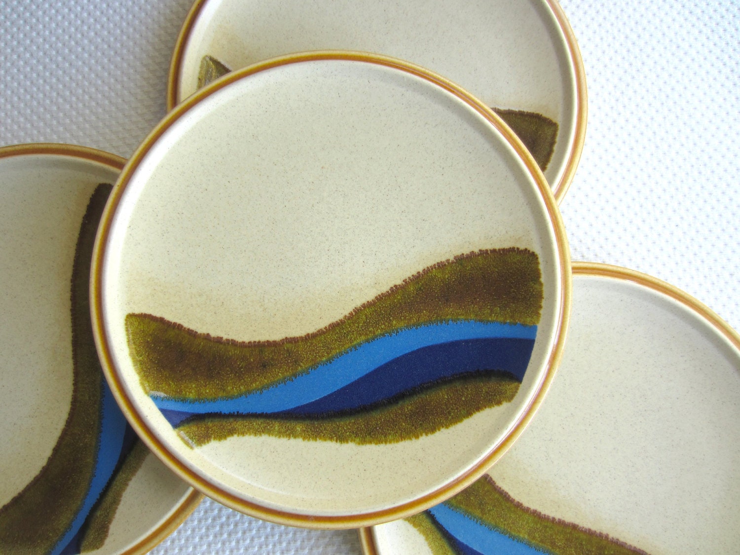 Vintage Blue River Mikasa Stoneware Salad Plates set of 4 made in Japan