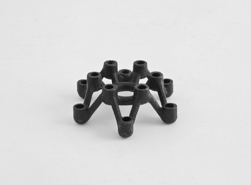Vintage Japanese Iron Candle Holder - Wood, Modern, Retro, Candlesticks