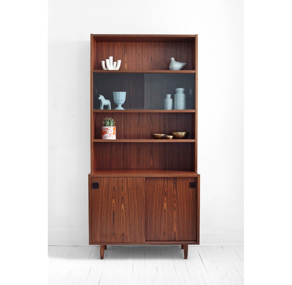 Mid Century Danish Rosewood Wall Unit - Credenza, Hutch, Cabinet, Modern, Wood
