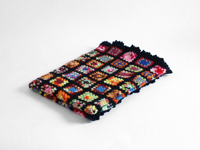 Vintage Squares Woven Blanket - Knit, Granny, Mid Century, Afghan, Modern, Retro