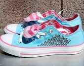 Studded Blue and Pink Converse